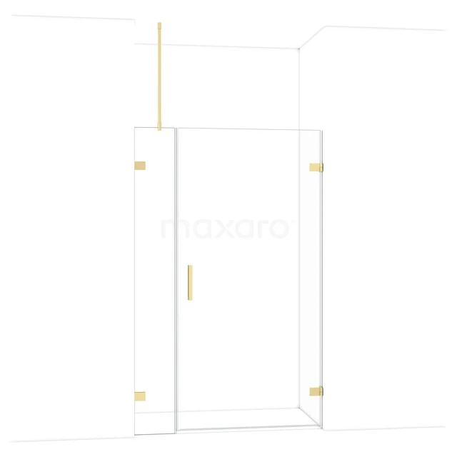 Diamond Shower door | 125 cm Light gold Clear glass Pivot door DDC221003720LG Matglazen douchecabine met gouden scharnieren en handgreep, strak design perfect voor een moderne badkamer.