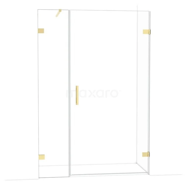 Diamond Douchedeur | 135 cm Glanzend lichtgoud Helder glas Draaideur DDC221004120GLG