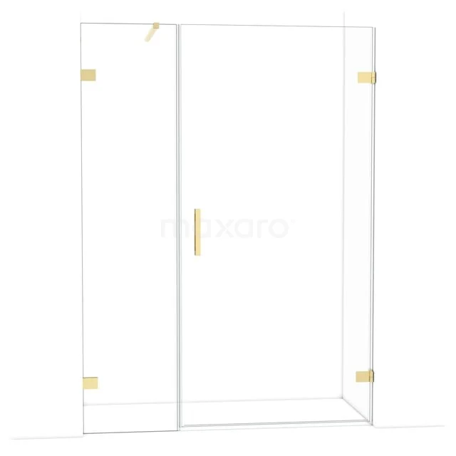 Diamond Douchedeur | 145 cm Glanzend lichtgoud Helder glas Draaideur DDC221005120GLG