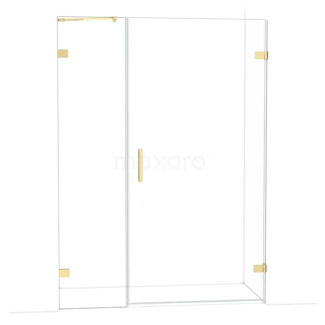 Diamond Douchedeur | 145 cm Glanzend lichtgoud Helder glas Draaideur DDC221005220GLG