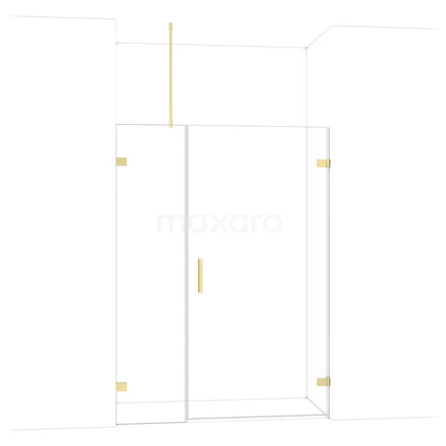 Diamond Shower door | 145 cm Light gold Clear glass Pivot door DDC221005720LG Gouden douchewand met glazen draaideur, minimalistisch design, ideaal voor moderne badkamers.