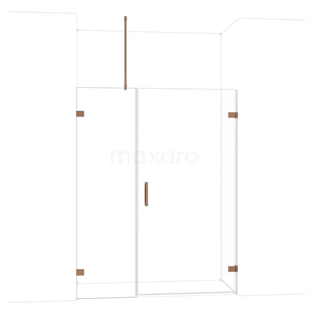 Diamond Douchedeur | 155 cm Glanzend koper Helder glas Draaideur DDC221006720GKP
