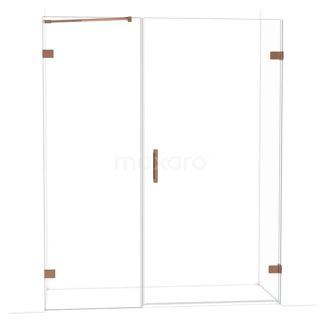Diamond Douchedeur | 165 cm Glanzend koper Helder glas Draaideur DDC221007220GKP