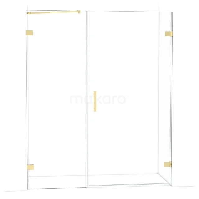 Diamond Douchedeur | 165 cm Glanzend lichtgoud Helder glas Draaideur DDC221007220GLG