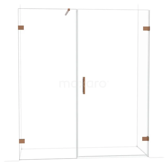 Duschwand mit bronzefarbenen Details, minimalistisches Design und transparentem Glas, ideal für ein modernes Badezimmer.