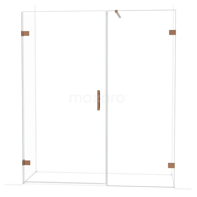 Diamond Shower door | 175 cm Glanzend koper Clear glass Pivot door DDC221008120GKP