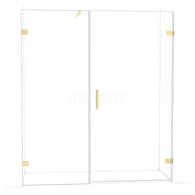 Diamond Shower door | 175 cm Shiny light gold Clear glass Pivot door DDC221008120GLG Glass shower wall with gold accents, sleek design and sliding door. Perfect for a modern bathroom style.