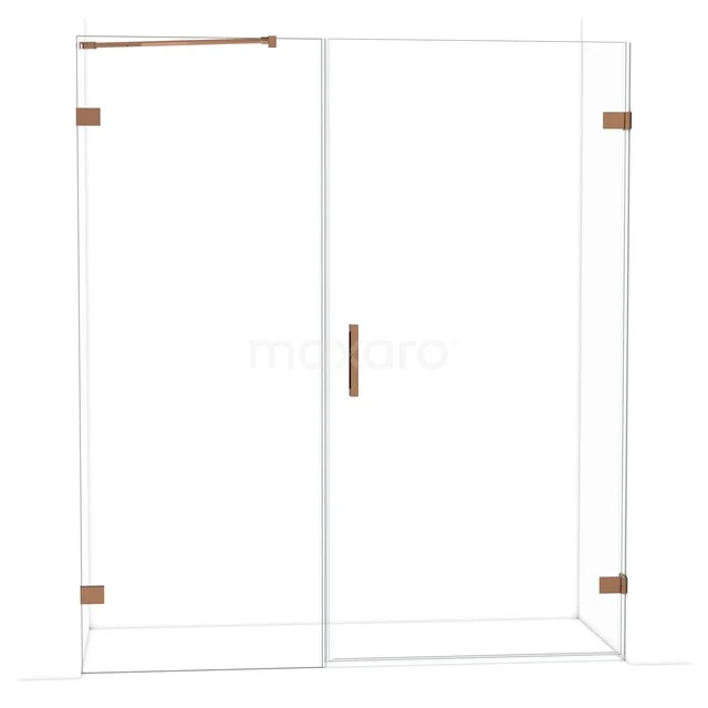 Glas Duschwand mit bronzen Akzenten, modernes Design für ein stilvolles Badezimmer, Teil einer luxuriösen Duschwandserie.