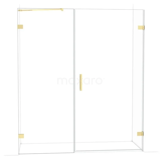Diamond Douchedeur | 175 cm Glanzend lichtgoud Helder glas Draaideur DDC221008220GLG
