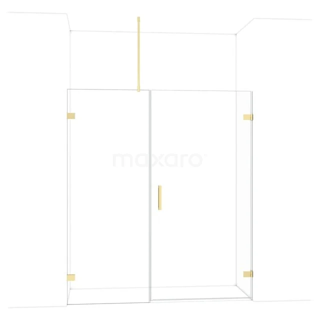 Diamond Douchedeur | 175 cm Glanzend lichtgoud Helder glas Draaideur DDC221008720GLG