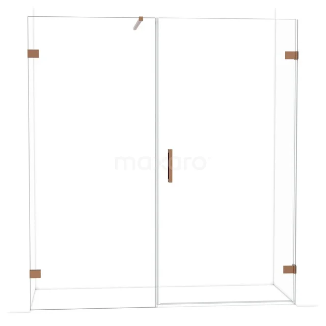 Glasene Duschkabine mit Schiebetür, kupferfarbigen Akzenten und straffem Design, perfekte Ergänzung für ein modernes Badezimmer.