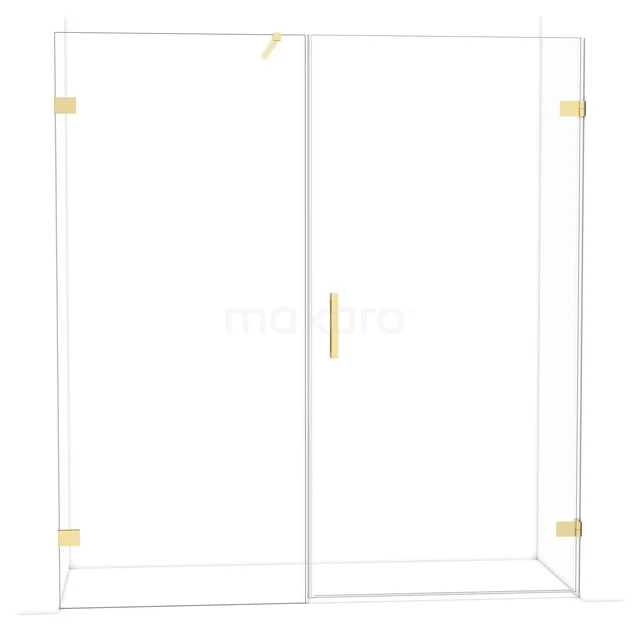 Diamond Douchedeur | 185 cm Glanzend lichtgoud Helder glas Draaideur DDC221009120GLG