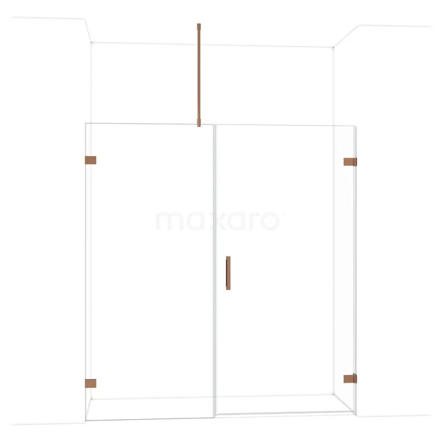 Diamond Douchedeur | 185 cm Glanzend koper Helder glas Draaideur DDC221009720GKP Diamond Douchedeur | 185 cm Glanzend koper Helder glas Draaideur DDC221009720GKP