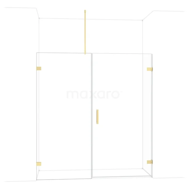 Glas Duschwand mit goldfarbenen Akzenten, elegantes Design, ideal für ein stilvolles Badezimmer-Upgrade.