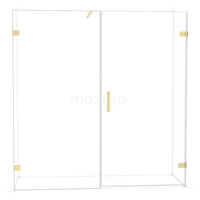 Glas Duschwand mit goldfarbenen Akzenten, moderne Ausstrahlung, ideal für eine stilvolle Badezimmergestaltung.