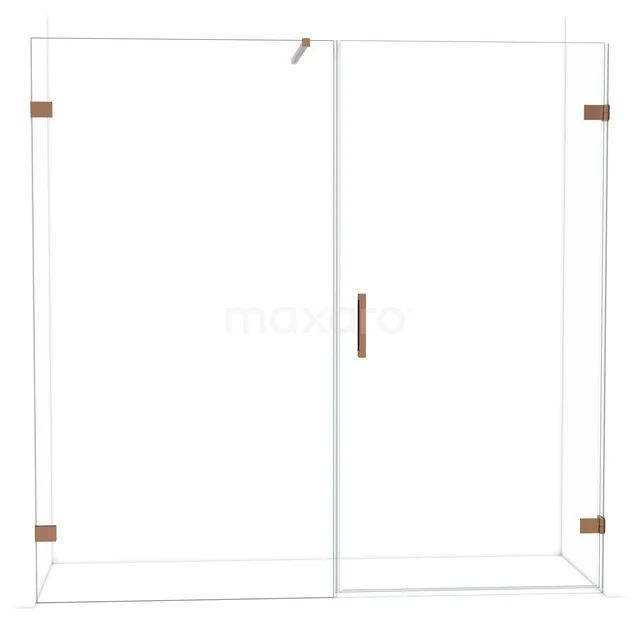 Glas Duschwand mit Tür, transparentes Design, goldfarbene Scharniere und Haltegriff, ideal für einen modernen Badezimmerstil.