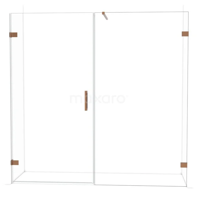 Diamond Shower door | 205 cm Glanzend koper Clear glass Pivot door DDC221011120GKP