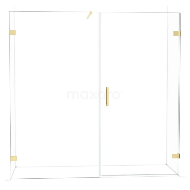 Diamond Shower door | 205 cm Glossy light gold Clear glass Pivot door DDC221011120GLG Glazen douchedeur met goudkleurige details, modern design, ideaal voor een stijlvolle badkamerupgrade.