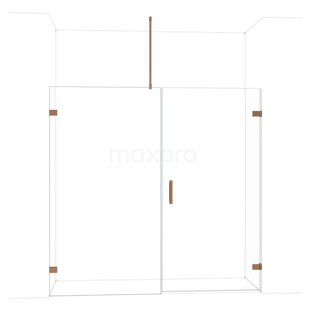 Diamond Douchedeur | 205 cm Glanzend koper Helder glas Draaideur DDC221011720GKP