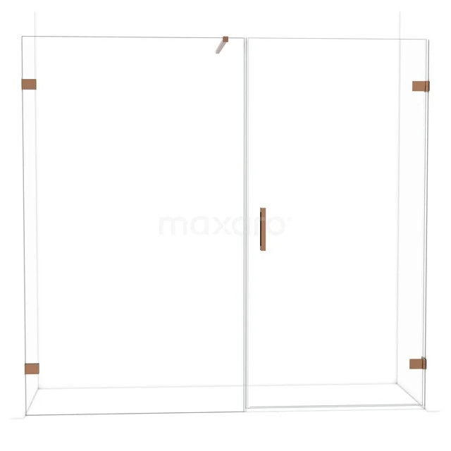 Diamant-Duschtüren DDC221012120GKP Duschwand mit Tür, Klarglas, kupferfarbene Scharniere und Haltegriff; luxuriöses Design für ein modernes Badezimmer.