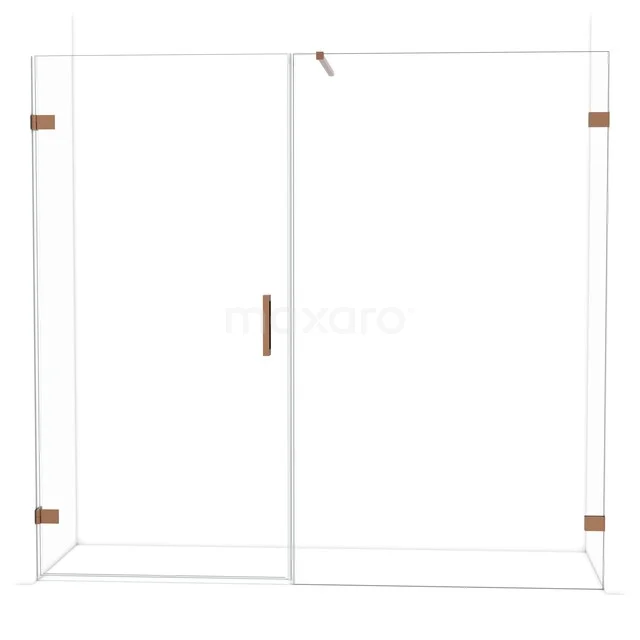 Diamond Shower door | 215 cm Glanzend koper Clear glass Pivot door DDC221012120GKP