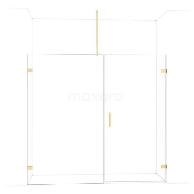 Diamond Douchedeur | 215 cm Glanzend lichtgoud Helder glas Draaideur DDC221012720GLG