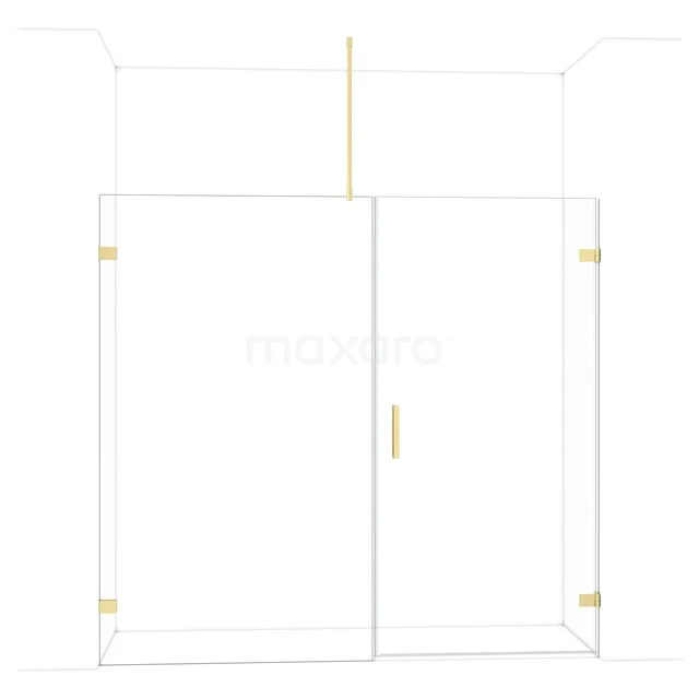Diamond Duschtür | 215 cm Helles Gold Klarglas Drehtür DDC221012720LG GlasduschTür mit goldenen Akzenten, elegantes Design, ideal als stilvolle Badezimmerlösung.