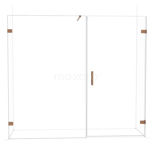 Glasene Duschwand in rechteckiger Form mit bronzefarbenen Details, ideal für einen modernen Badezimmerstil.