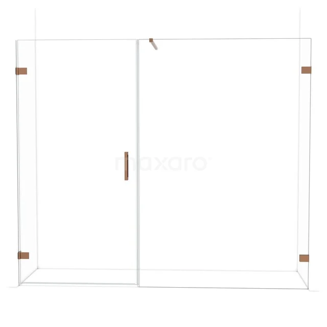 Diamond Shower door | 235 cm Glanzend koper Clear glass Pivot door DDC221014120GKP