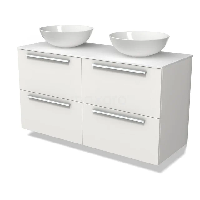 Modulo Plato Badkamermeubel voor waskom | 120 cm Mat wit Vlak front Solid surface blad 4 lades BMK18-02491 Modulo Plato Badkamermeubel voor waskom | 120 cm Mat wit Vlak front Solid surface blad 4 lades BMK18-02491