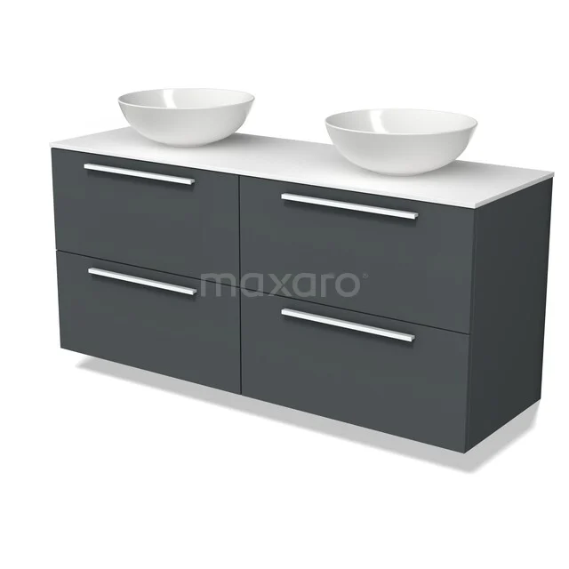 Modulo Plato Badkamermeubel voor waskom | 140 cm Donkergrijs Vlak front Solid surface blad 4 lades BMK18-02516 Modulo Plato Badkamermeubel voor waskom | 140 cm Donkergrijs Vlak front Solid surface blad 4 lades BMK18-02516