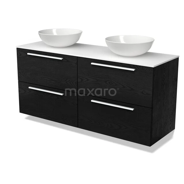 Modulo Plato Badkamermeubel voor waskom | 140 cm Zwart eiken Vlak front Solid surface blad 4 lades BMK18-02587 Modulo Plato Badkamermeubel voor waskom | 140 cm Zwart eiken Vlak front Solid surface blad 4 lades BMK18-02587