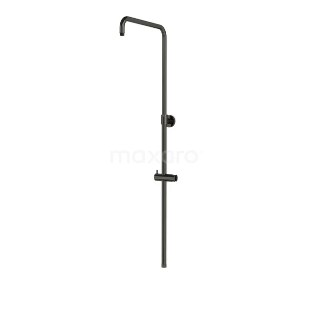 Black rain shower with a minimalist design, round shapes and matte finish, ideal for a modern bathroom.