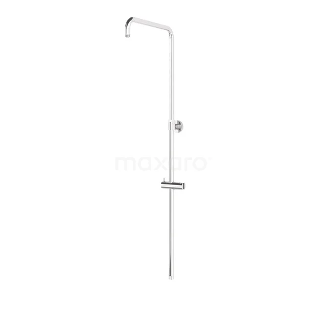 White modern rain shower with a sleek rod and integrated holder, perfect for a stylish bathroom upgrade.