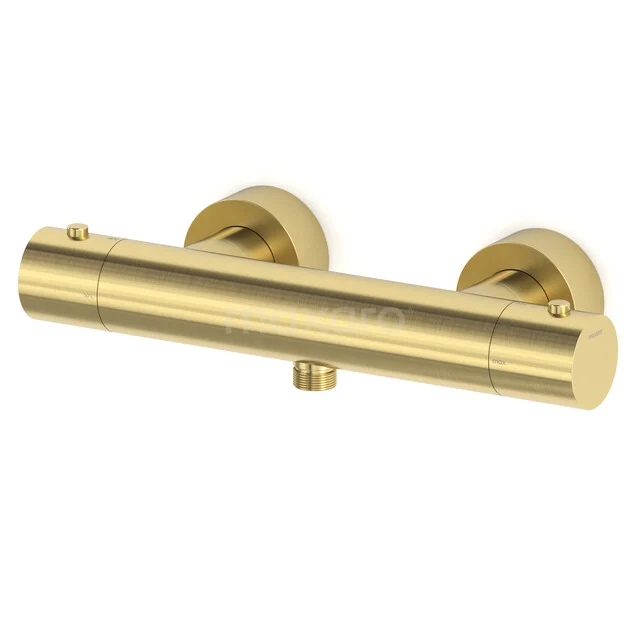 Thermostatische Cool Touch Duscharmatur Radius Light Gold, 1 Auslauf RC020101LG Goldene thermostatische Duscharmatur mit runden Formen, schlankem Design und luxuriöser Verarbeitung für moderne Bäder.