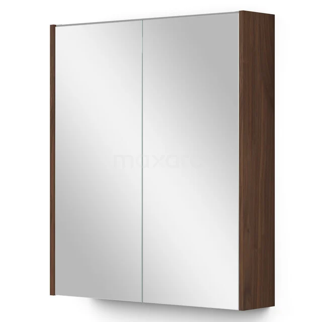 Spiegelschrank mit Beleuchtung Modulo 60x70 Nussbaum K99-0600-59009-45 Hölzerner Badezimmerspiegelkasten mit doppelten Spiegeltüren, modernem Design und Stauraum. Perfekt für ein stilvolles Badezimmer.
