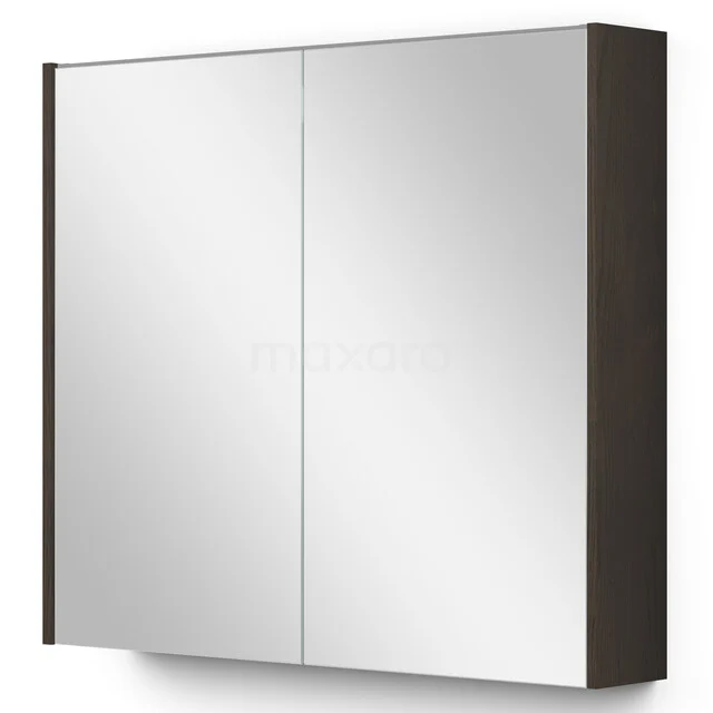 mirror cabinet K99-0800-59009-63 Bruine spiegelkast met twee deuren, modern design, ideaal als opbergruimte voor de badkamer.