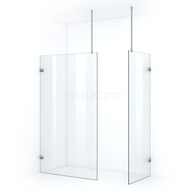 Glas begehbare Dusche mit klarem Sicherheitsglas, minimalistisches Design und klappbaren Paneelen, ideal für moderne Bäder.