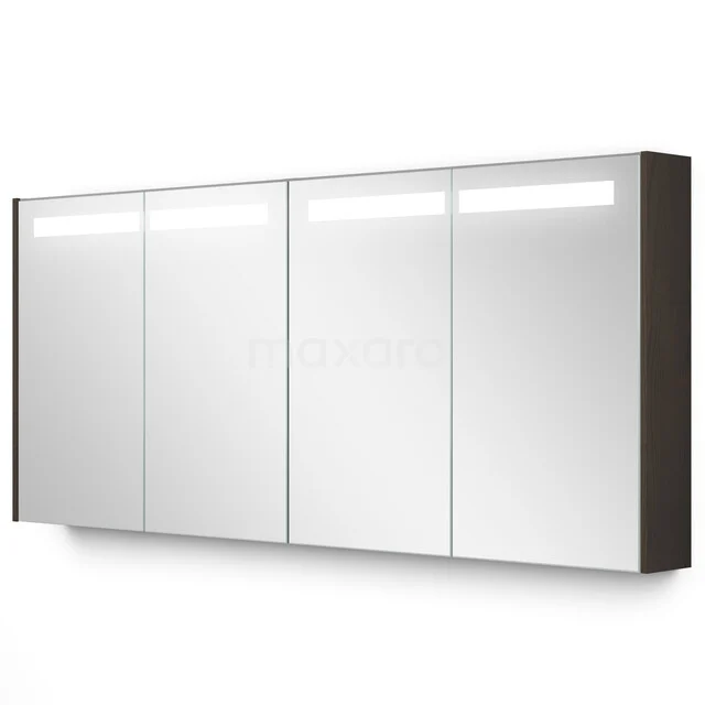 Spiegelschrank mit Beleuchtung Modulo 157.6x70 Espresso Eiche K99-1600-59008-63 Weiße Spiegelschrank mit LED-Beleuchtung und dunklen Holzseitenteilen, modernes Badezimmerdesign für zusätzlichen Stauraum.