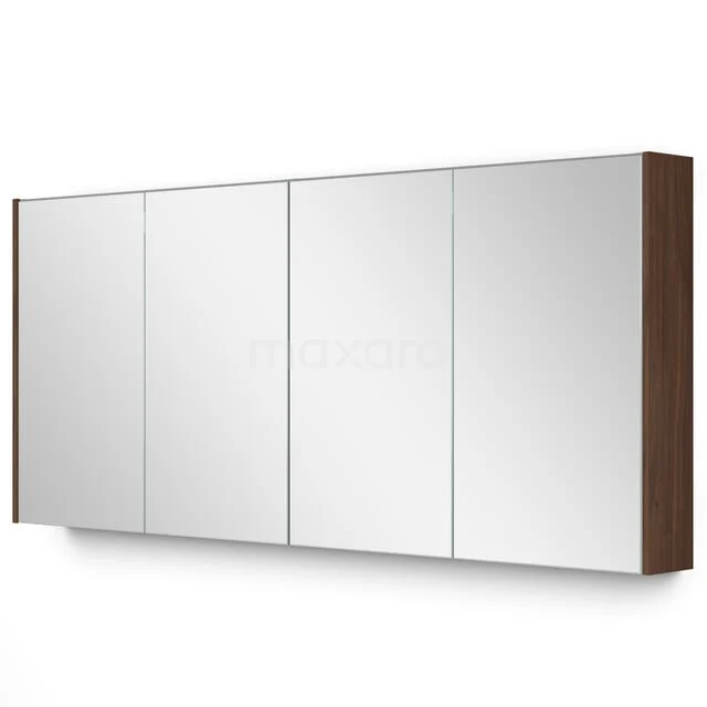 Spiegelschrank mit Beleuchtung Modulo 157.6x70 Nussbaum K99-1600-59009-45 Breiter Spiegelschrank mit 4 Türen, Walnuss-Holzseiten und moderner Verarbeitung, ideal für stilvolle Badezimmerlagerung.
