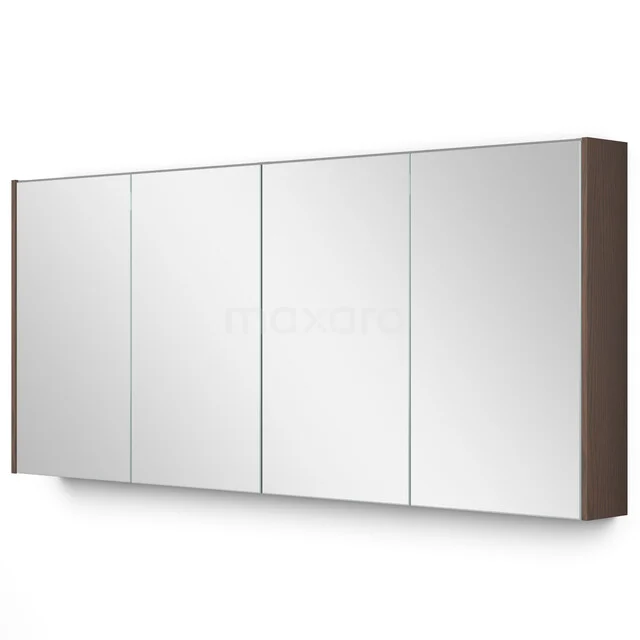 Wandkast met spiegeldeuren, houtlook frame, moderne opbergoplossing voor de badkamer.
