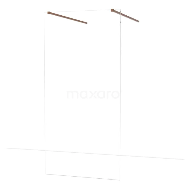 Transparente Glas-Duschwand mit minimalistischem Design, ausgestattet mit Metallstützen, ideal für ein stilvolles Badezimmer.