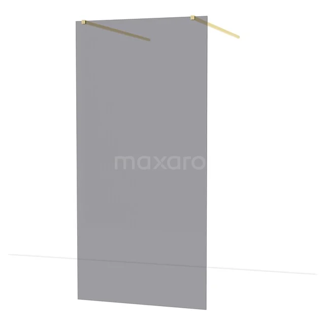 Glas Duschwand mit mattschwarzer Oberfläche und goldfarbenen Halterungen, modernes Design für ein stilvolles Badezimmer.