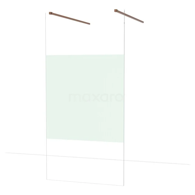 Diamond begehbare Dusche | 100 cm Glänzendes Kupfer Freistehende Wand IDF1083GKP Transparente Glastür Duschwand mit Matt Weiß Detail, modernes Design, ideal als stilvolle Trennwand im Badezimmer.