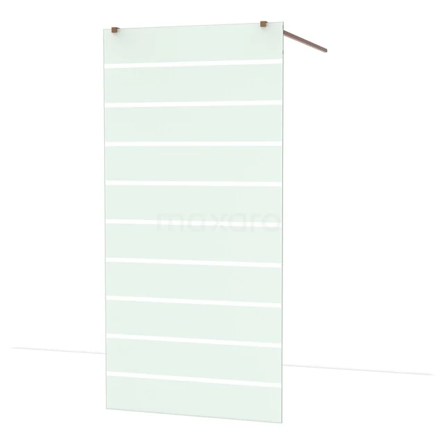 Diamond begehbare Dusche | 100 cm Glänzendes Kupfer Freistehende Wand IDF1086GKP Matte Duschwand mit horizontalen Streifen und einer Edelstahlbefestigung, ideal für moderne Badezimmergestaltung.