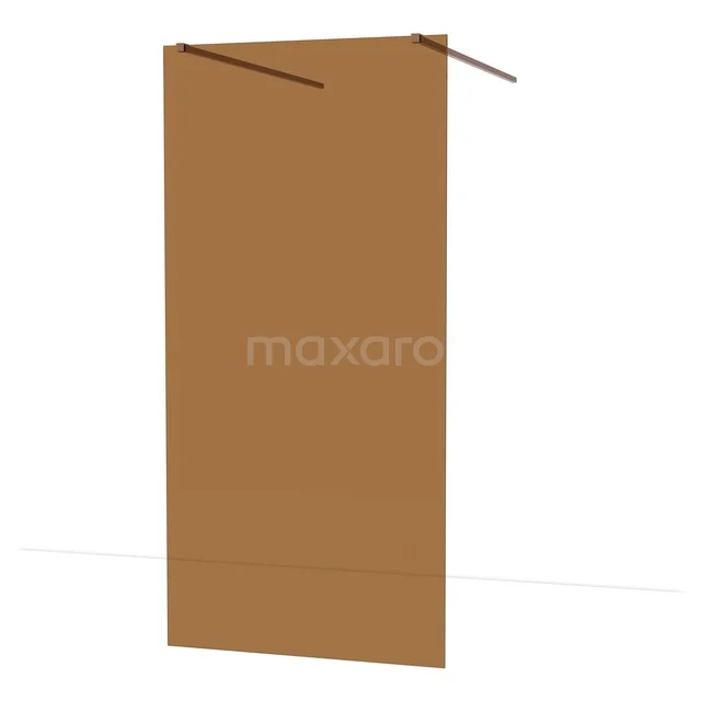 Diamond Walk-in shower | 100 cm Shiny copper Bronsglas Free-standing wall IDF1089GKP Bruine glazen inloopdouchewand met mat afwerking en strakke lijnen, perfect voor een moderne badkamerstijl.