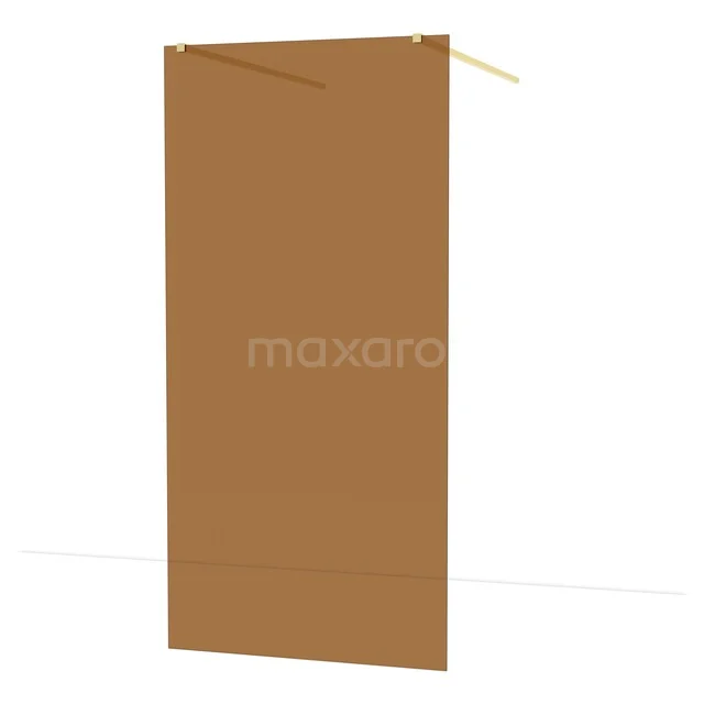 Diamond Walk-in shower | 100 cm Shiny light gold Bronze glass Free-standing wall IDF1089GLG Mat gold shower screen, rectangular design, made of glass and with metal fittings, ideal for a modern bathroom.