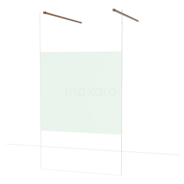 Klares Glas Duschwand mit matt verarbeitetem Mittelstück, minimalistisches Design und schwarzen Metallstützen für moderne Bäder.