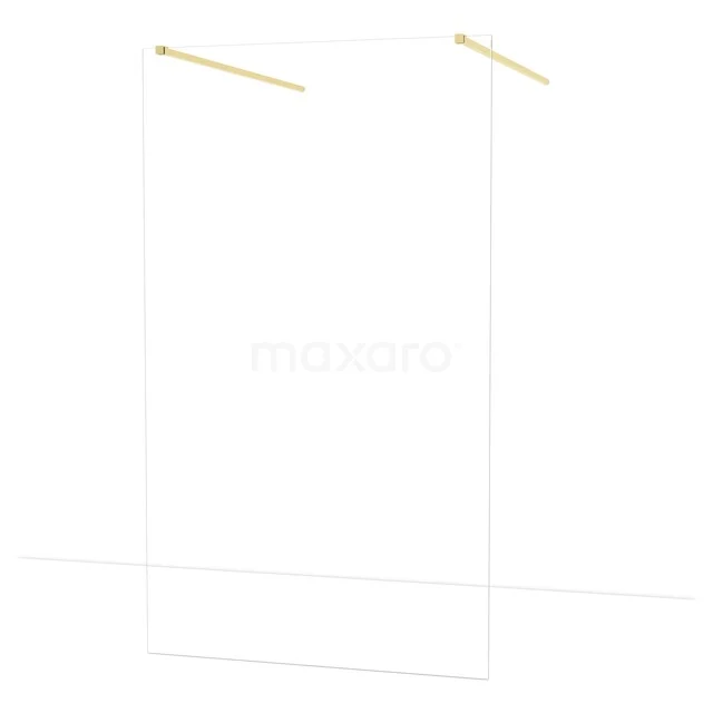 Glasene Duschwand mit goldenen Stangen, minimalistisches Design für moderne Bäder, ideal für einen stilvollen Auftritt.