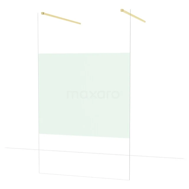 Diamond Walk-in shower | 120 cm Glossy light gold Clear with matt strip Free-standing wall IDF1283GLG Matglazen douchewand met goudkleurige bevestigingen, ideaal voor moderne badkamers. Minimalistisch design van hoogwaardige kwaliteit.